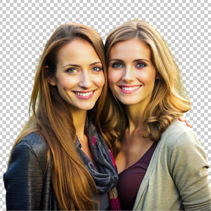 PSD duas mulheres posam para uma foto