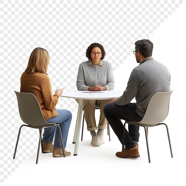 PSD duas pessoas sentadas em uma mesa com uma vestindo um suéter