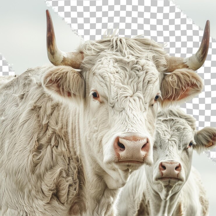 PSD duas vacas são mostradas com as palavras vaca na parte inferior