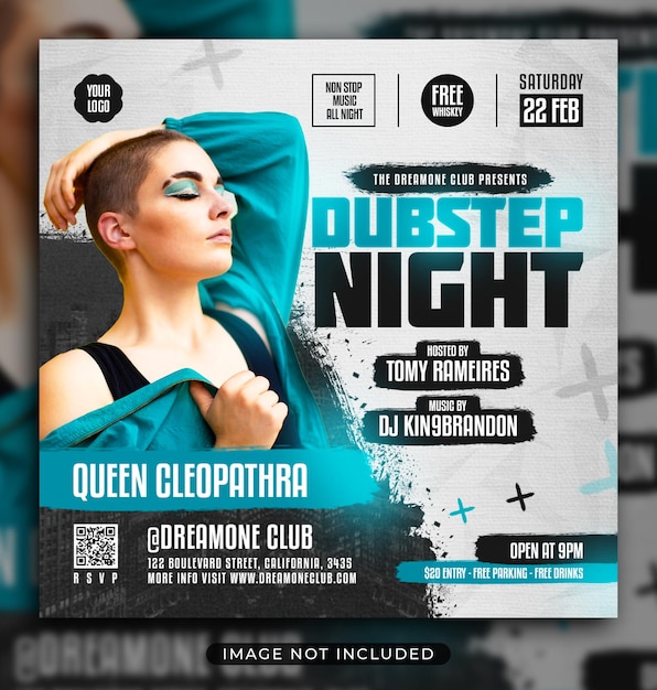 PSD dubstep night flyer social media post und webbanner