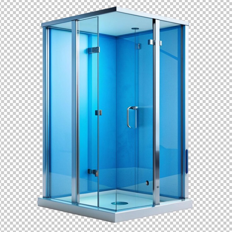 PSD duche de vidro azul transparente