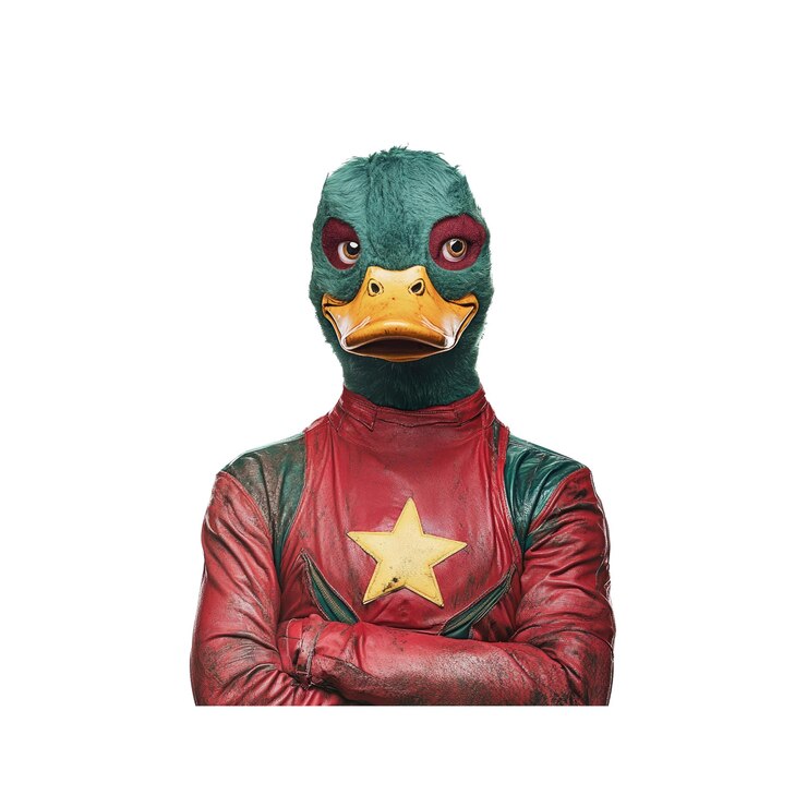 PSD duck superhero in costume