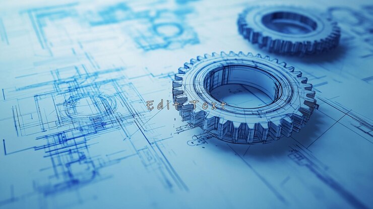 PSD due ingranaggi metallici sul progetto