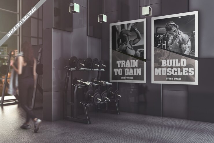 Due poster in moderna palestra mockup