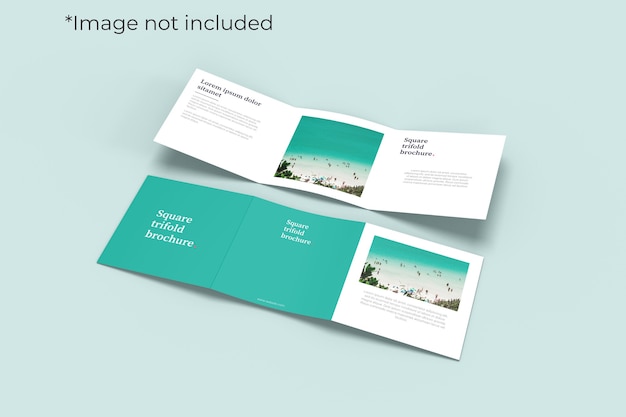 Due quadrati bifold brochure mockup vista ad angolo sinistro