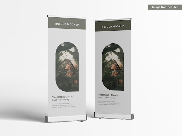 Due roll up banner mockup vista frontale