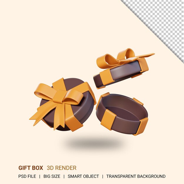 Due scatole regalo circolari 3d con sfondo trasparente