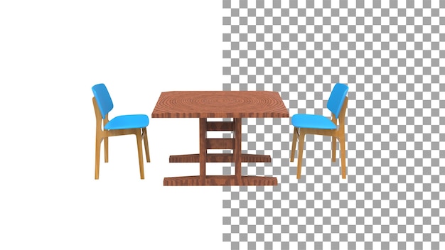 Due sedie da caffè blu senza ombra 3d rendono