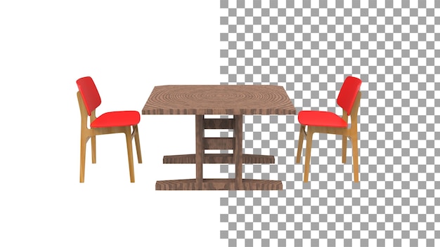 Due sedie da caffè rosse senza ombra 3d rendono