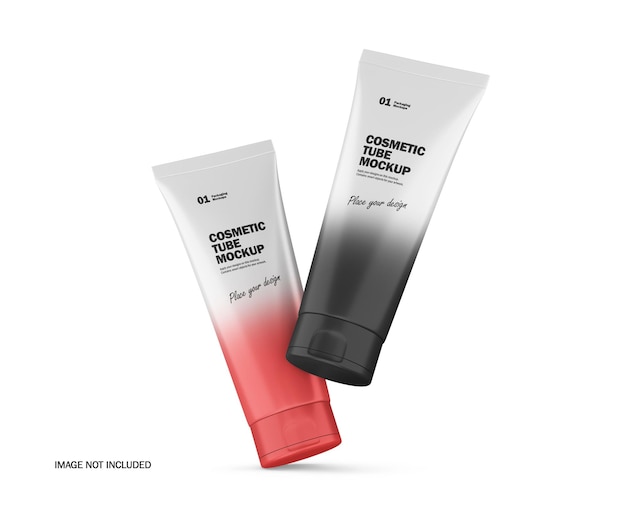 due tubi cosmetici in plastica opaca 3d psd mockup