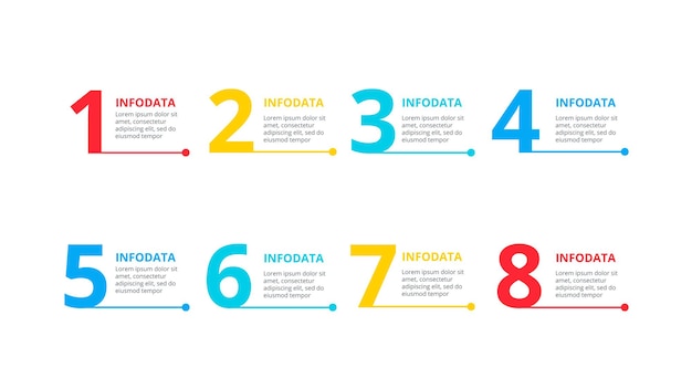 PSD dünne linien mit 8 zahlen für infografik. präsentation von geschäftsdaten.