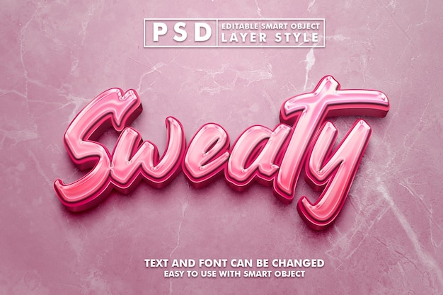 Dulce efecto de texto 3d brillante psd premium