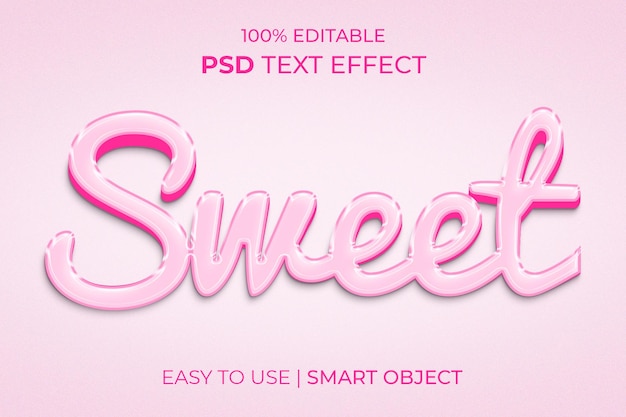 PSD dulce efecto de texto 3d editable
