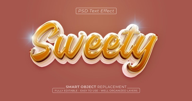 Dulce efecto de texto brillante estilo 3d editable