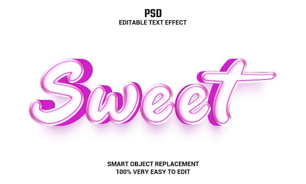 Dulce efecto de texto editable en 3d con fondo psd premium