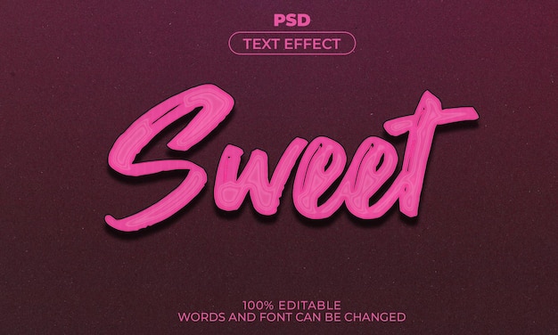 Dulce estilo de efecto de texto editable en 3d con fondo