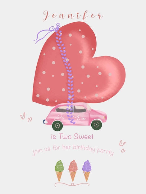 Una dulce tarjeta de cumpleaños con corazón rosa