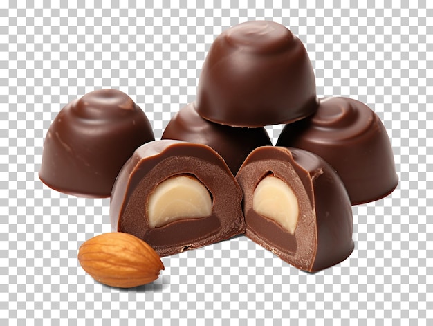 PSD dulces de chocolate con avellanas aisladas sobre fondo transparente png psd