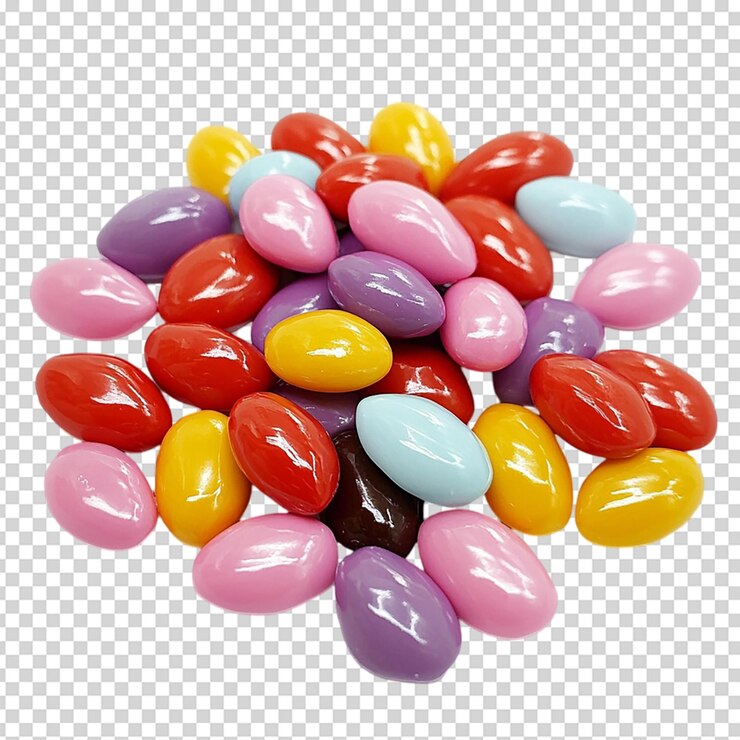 PSD dulces de colores aislados sobre un fondo blanco