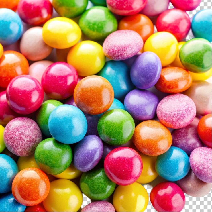 PSD dulces de colores en un fondo transparente