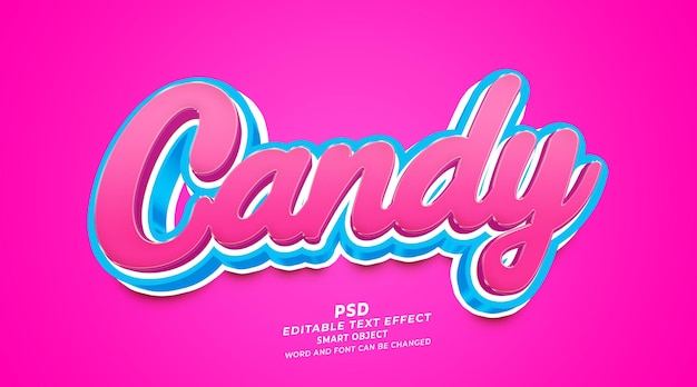 PSD dulces coloridos dulces efecto de texto editable 3d de photoshop