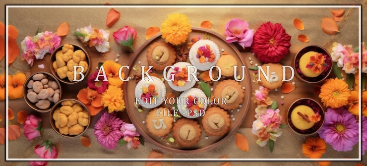 PSD dulces con decoraciones florales