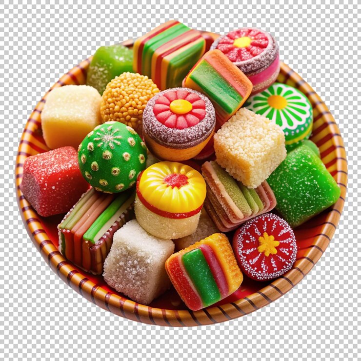 PSD dulces tradicionales mexicanos en un fondo transparente