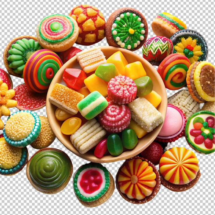 PSD dulces tradicionales mexicanos en un fondo transparente