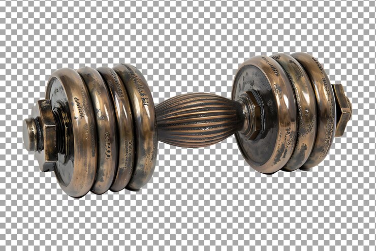 PSD dumbbell de aço isolado em fundo transparente
