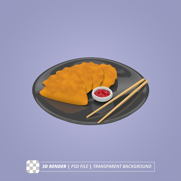 Dumpling frito 3d render imágenes aisladas