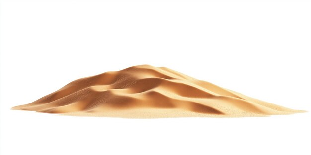 Una duna de arena aislada sobre un fondo transparente con un camino de recorte Rendering 3D de una pila de arena del desierto