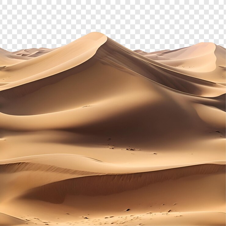 PSD dunas de arena en el desierto aisladas sobre un fondo transparente