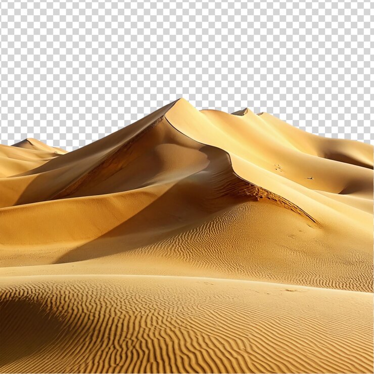 PSD las dunas de arena del desierto aisladas sobre un fondo transparente
