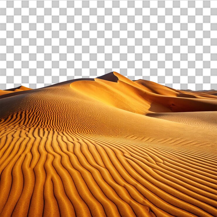 PSD dunas de arena en el desierto aisladas sobre un fondo transparente