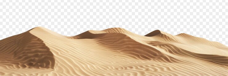 PSD dunas de arena doradas cresta texturizada y olas de dunas de arena en un fondo aislado