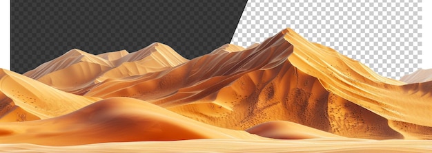 Dunas de arena texturizadas con patrones intrincados en un fondo transparente