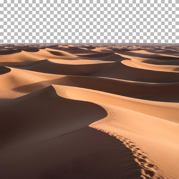 PSD unas dunas del desierto aisladas sobre un fondo transparente