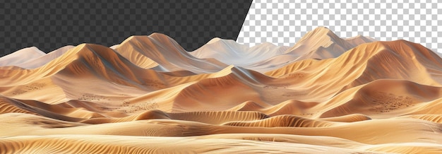 PSD des dunes du désert tranquilles sous le silence de la nuit sur un fond transparent.