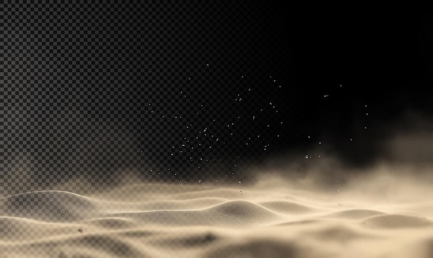 Des dunes de sable et de poussière avec un fond sombre et transparent