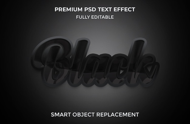 Dunkelschwarzes 3D-Texteffektmodell mit bearbeitbarem Text