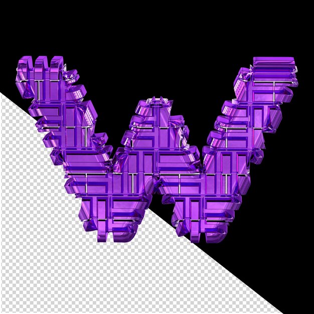 Dunkelviolett transformierter 3d-symbolbuchstabe w