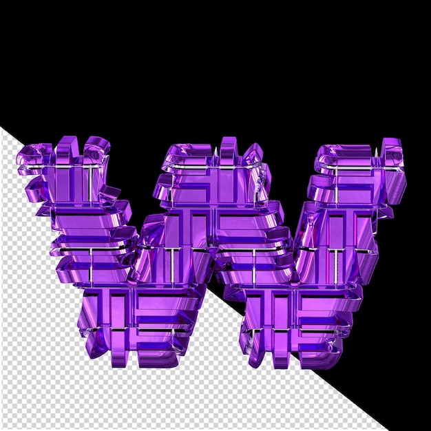 Dunkelviolett transformierter 3D-Symbolbuchstabe w