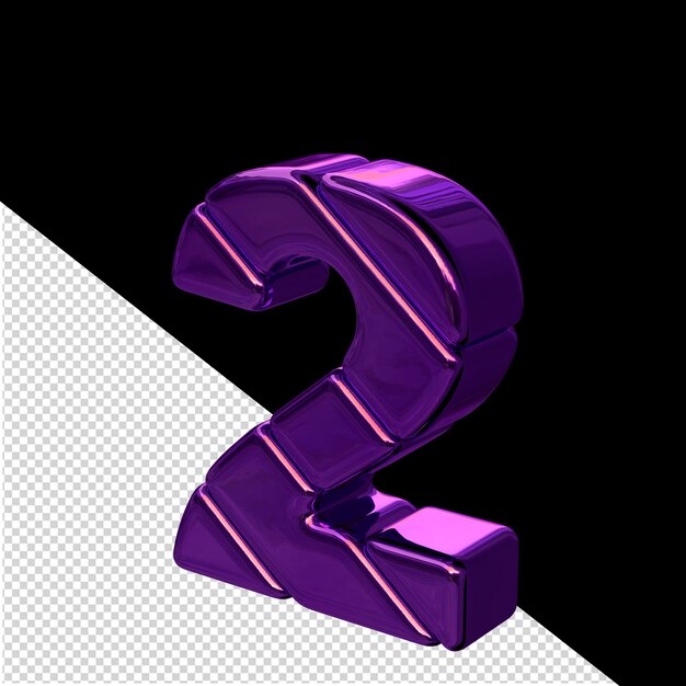 Dunkelviolette diagonale Block-3D-Symbolansicht von links Nummer 2