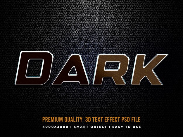 PSD dunkle 3d-editierbare text-effekt-mockup-vorlage