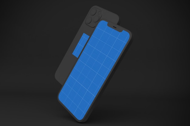 Dunkles smartphone-modell, 3d-rendering