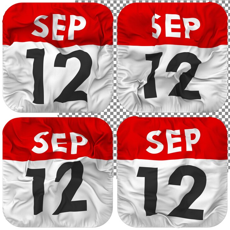 PSD duodécimo 12.° fecha calendario icono aislado cuatro estilo ondulado textura de protuberancia representación 3d