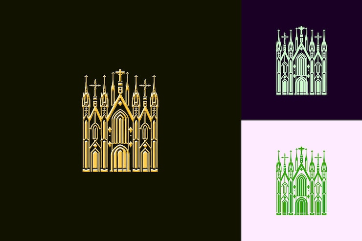 PSD duomo com estilo arquitetônico catedral com detalhes intrincados designs vetoriais de cultura elegante da itália