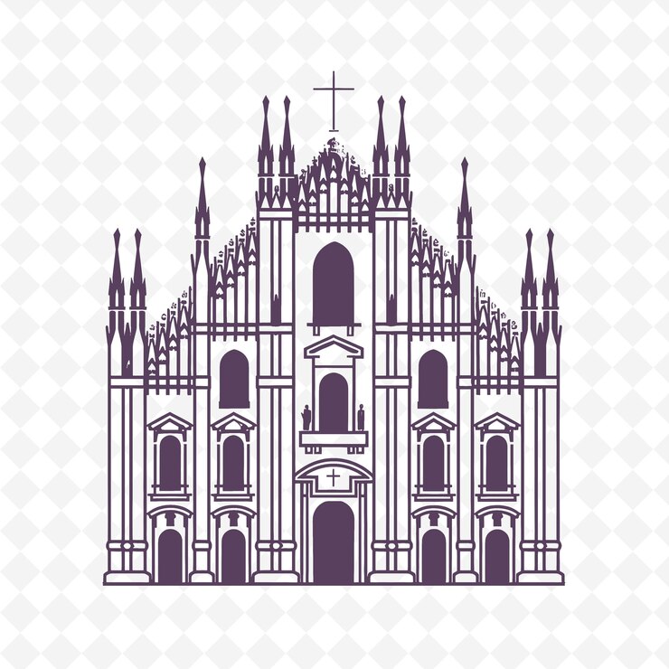 PSD duomo con stile architettonico cattedrale con dettagli intricati design vettoriale della cultura italiana elegante
