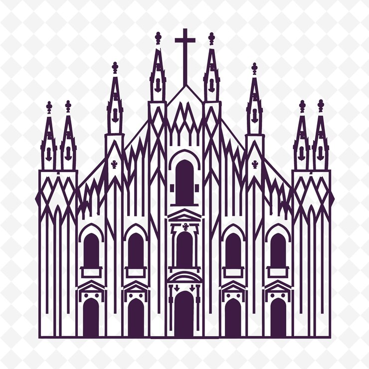 PSD duomo con icono adornado catedral con piedra elaborada un elegante diseño vectorial de la cultura de italia