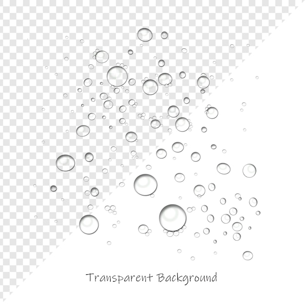 Durchsichtige Blasen und Wassertropfen